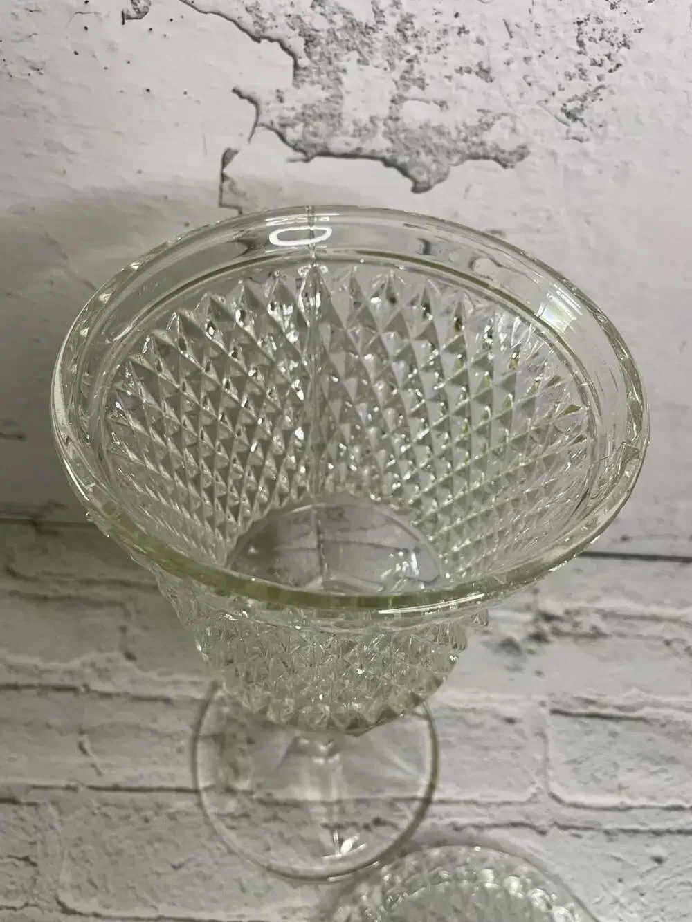 Vintage Indiana Glass Tiara Diamond Point Footed Pedestal Lidded Apothecary Jar